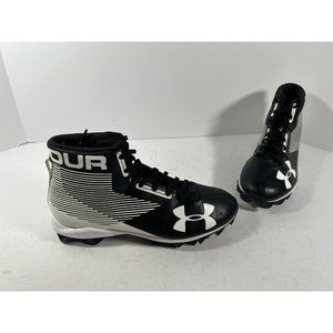 Under Armour Hammer Mid Mens Football Cleats Shoes Black/White 1289761-011 Size9